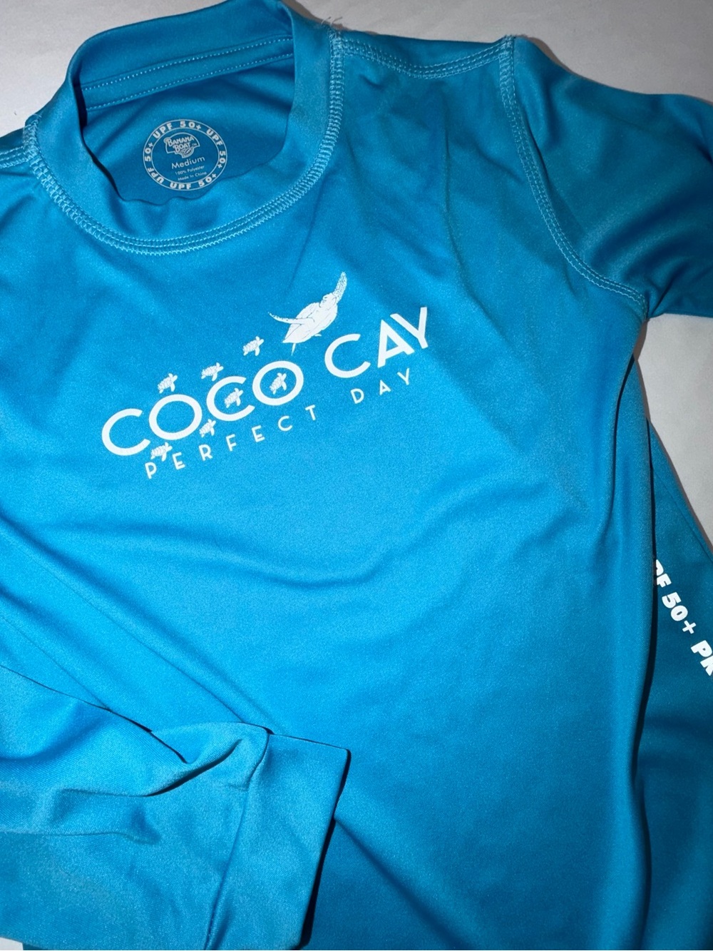 Coco Cay "Perfect Day" Blue Performance Long Sleeve SPF 50 Swim Top Y/M 0019